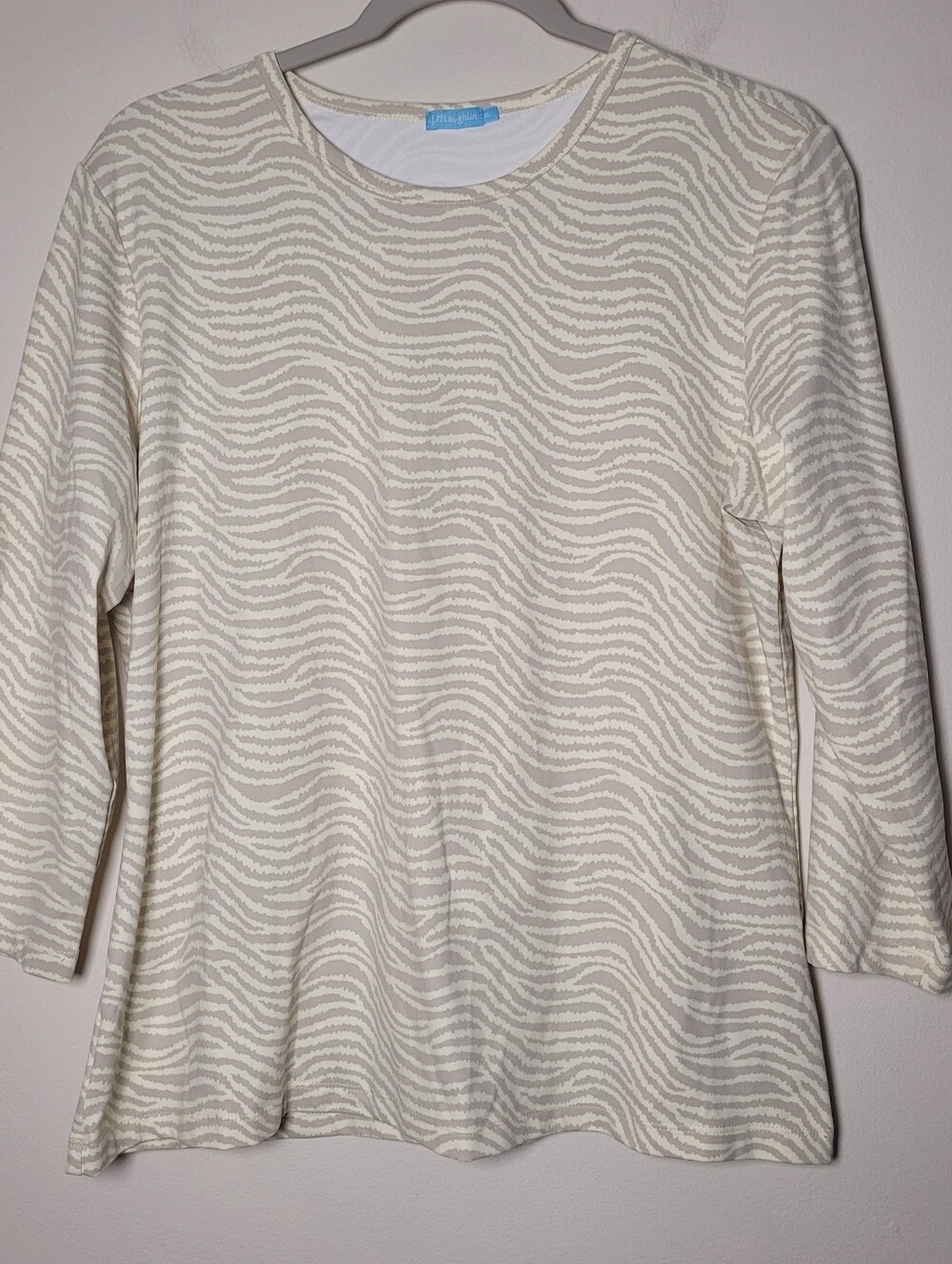 J.Mclaughlin Women Top XL Long Sleeve Wave Print Comfortable Stretch